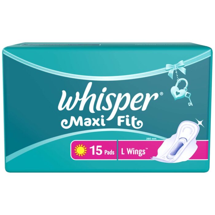 Whisper Maxi Fit Sanitary Pads - Large Wings (Pack of 15 Piece Pack)
