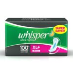 Whisper Ultra Overnight Sanitary Pads XL+ Wings for women - 30 Count