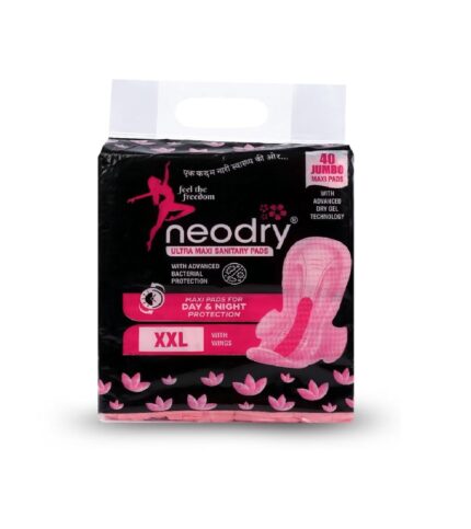 XXL Cottony Soft Sanitary Pads With Wings for Women's and Girl's | Upto leakage protection Buy XXL Extra Absorbsent 2x Faster with Wider Back Nights 40 Pads 1 Pack