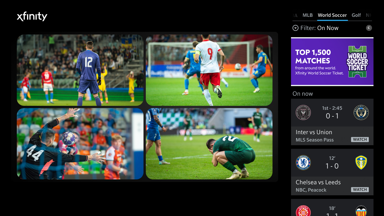 Xfinity introduces World Soccer Ticket giving you access to more than 1500 matches from the biggest leagues across the globe