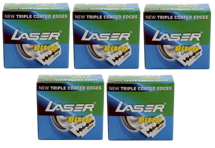 laser shaving Ultra Double Edge Safety Razor Blades with Triple Coated Edges -Set of 50 Pieces | Pack of 5