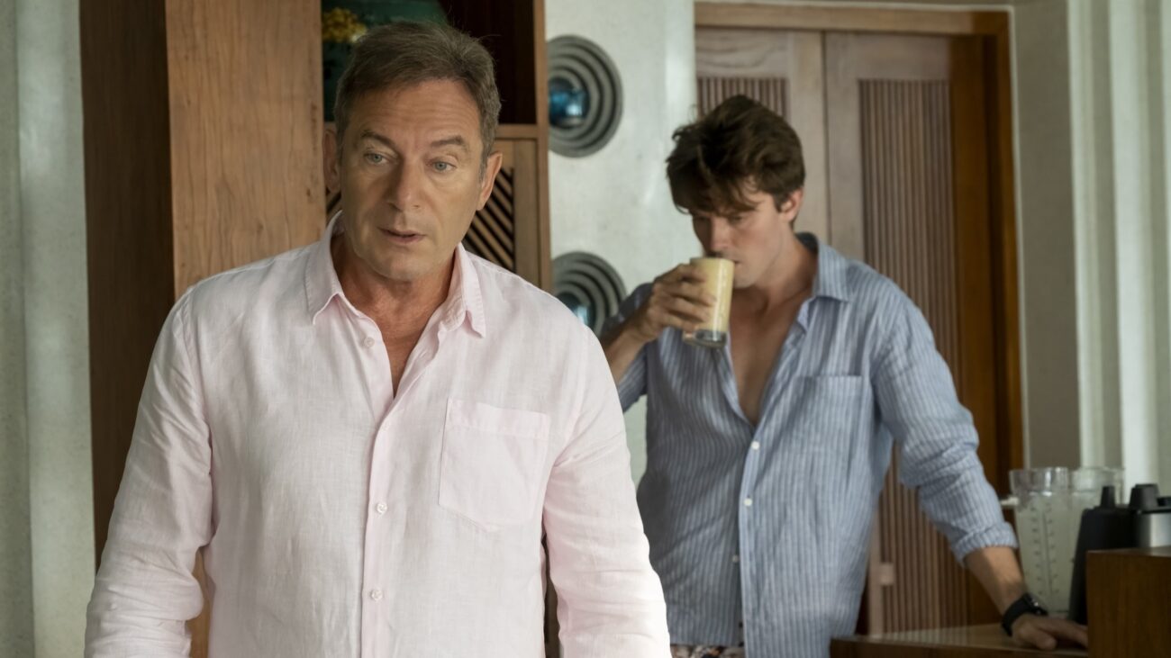 Jason Isaacs and Patrick Schwarzenegger in &quot;The White Lotus&quot; season 3