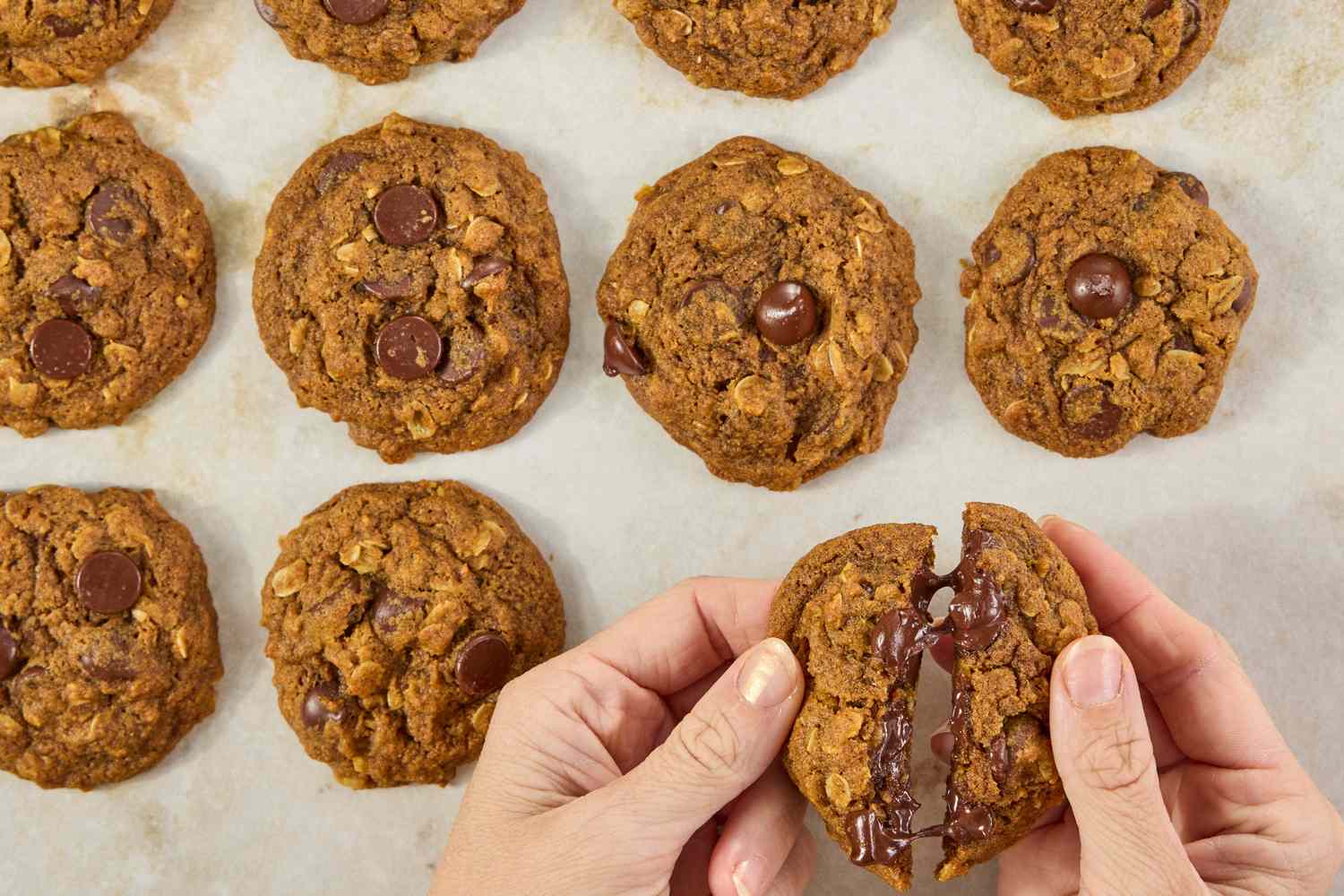 Pumpkin–Chocolate Chip Oatmeal Cookies