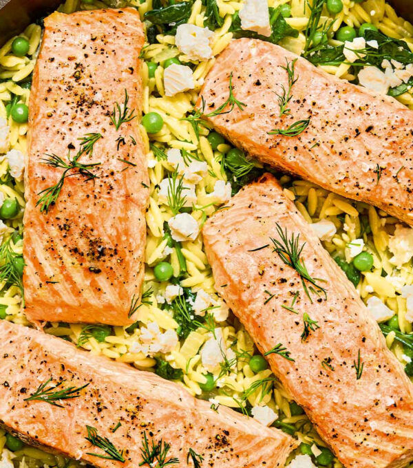 This RD's Go-To Lemony Salmon Orzo Recipe Has 34 Grams Of Protein